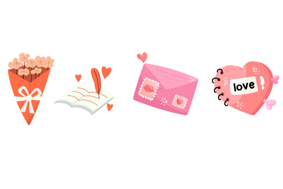 Download Set Valentine Heart Romantic Design - Romantic design Collection