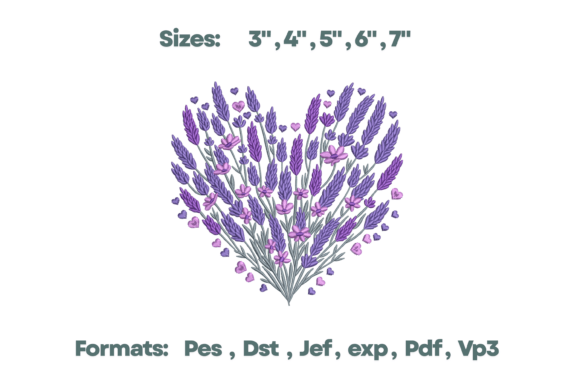 Download Lavender Floral Heart Embroidery - Heart embroidery Collection