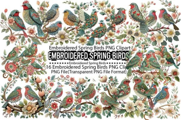 Download Embroidered Spring Birds Sublimation - Premium Resources
