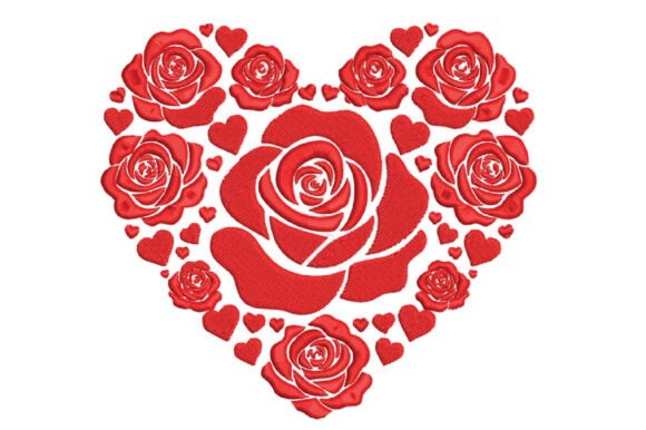 Download Rose &amp; Hearts Floral Heart Embroidery - Heart embroidery Collection