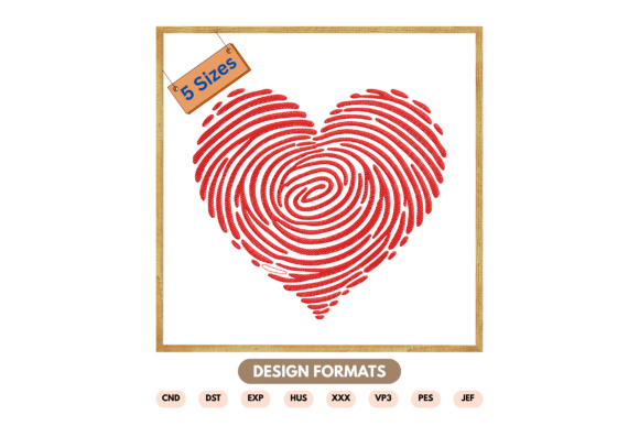 Download Fingerprint Heart Embroidery Design - Heart embroidery Collection