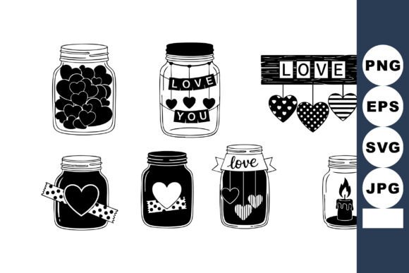 Download Love Heart Jars Romantic Design - Romantic design Collection