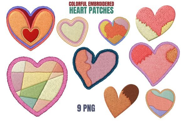 Download 9 Colorful Heart Embroidery Designs - Heart embroidery Collection